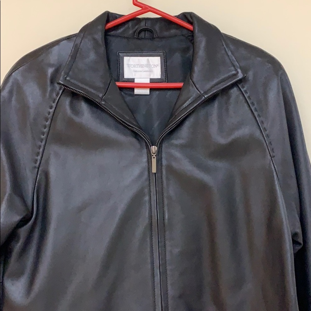 Black Worthington Genuine leather long coat large